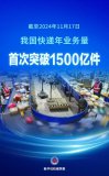 我國快遞年業務量首次